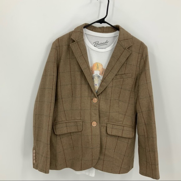 Eddie Bauer wool blend herringbone check double button lined blazer jack… - Picture 15 of 16